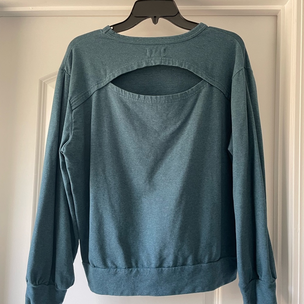 Teal Open-Back Sweatshirt